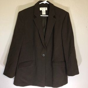 Jones New York PW18 Wool Blend Dark Brown Blazer